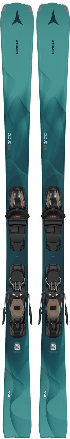 ATOMIC WOMENS CLOUD Q8 W/+M10 GW DOWNHILL SKIS, Color: PETROL, Size: 140