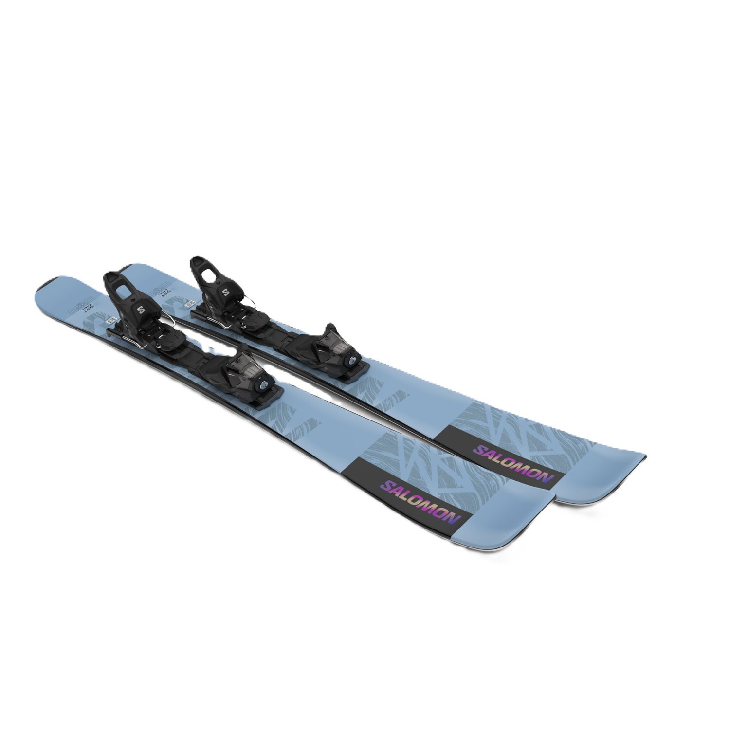 SALOMON WOMENS QST LUX 92 W/+M10 GW L100 DOWNHILL SKIS, Color: AIRY BLUE/RHODAMINE RED/GOLDEN POPPY, Size: 146