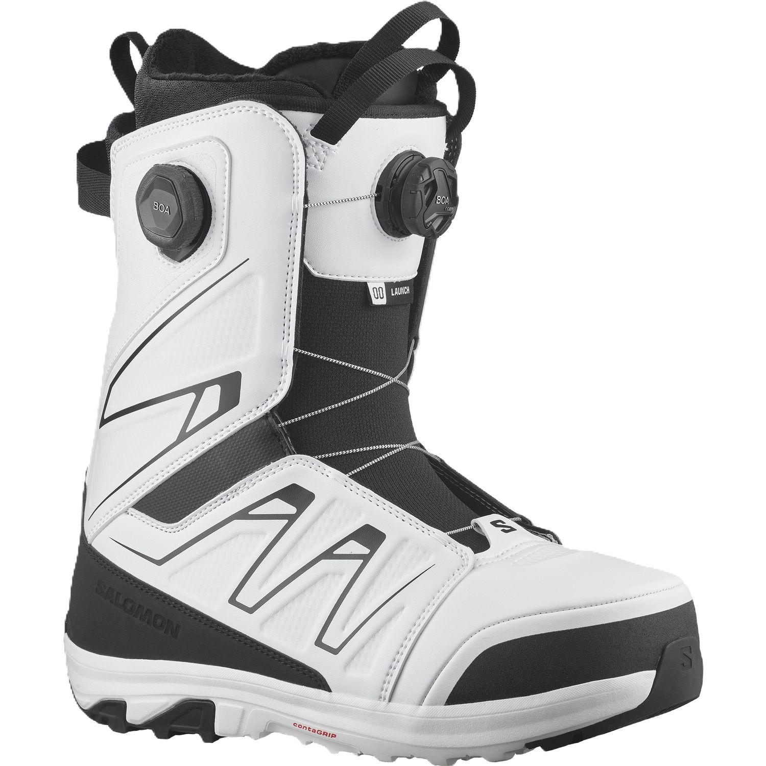 SALOMON MENS LAUNCH BOA SJ BOA SNOWBOARD BOOTS, Color: BLACK/WHITE, Size: 10