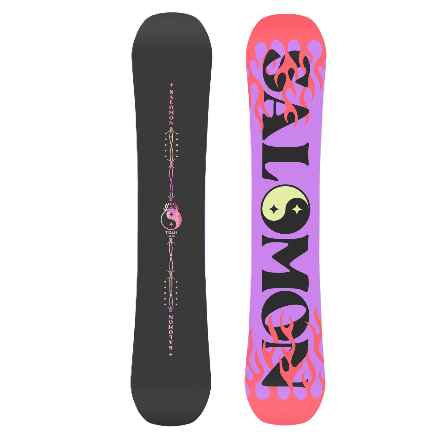 SALOMON WOMENS OH YEAH SNOWBOARD, Color: BLACK/PURPLE/PINK, Size: 138