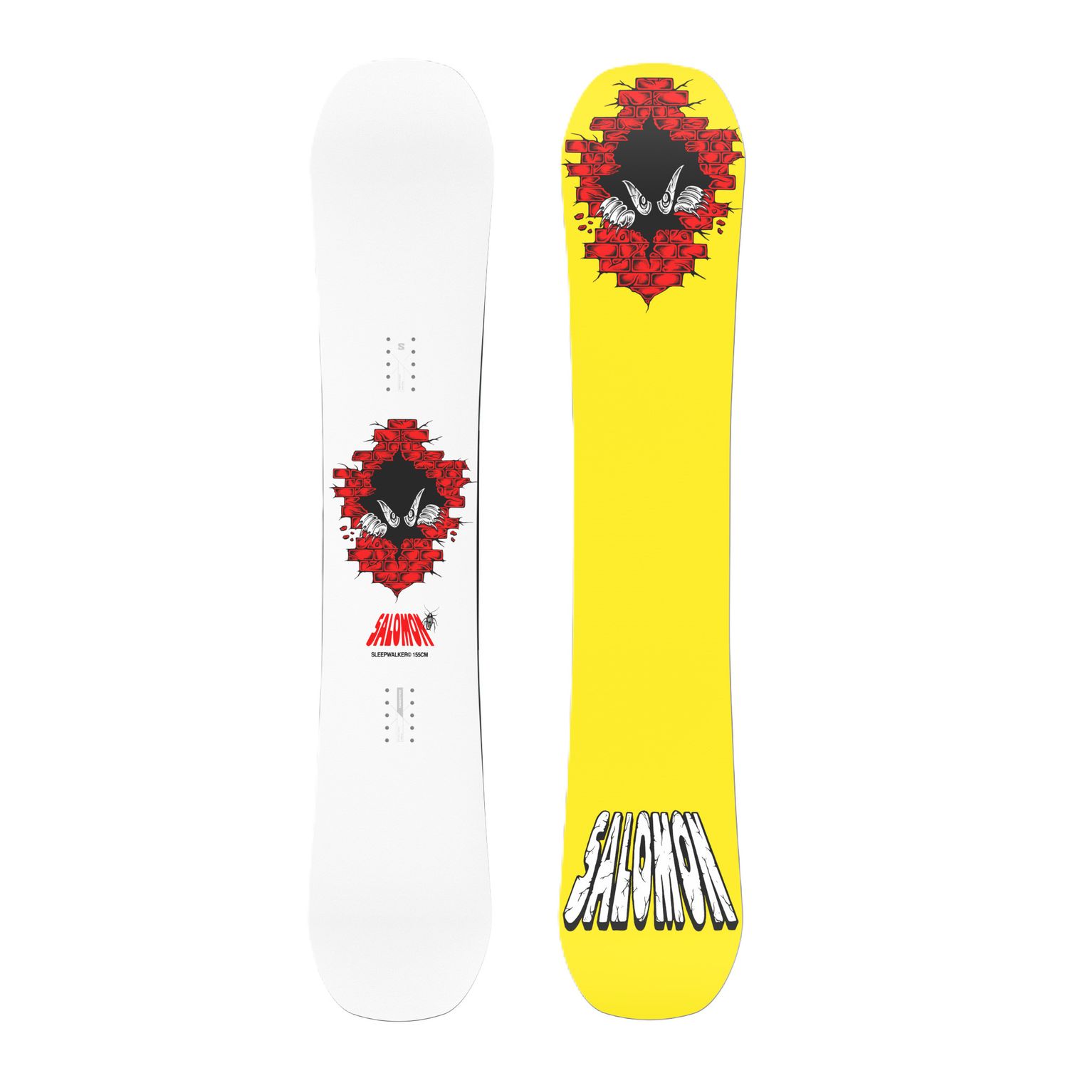 SALOMON MENS SLEEPWALKER SNOWBOARD, Color: WHITE/YELLOW/RED, Size: 148