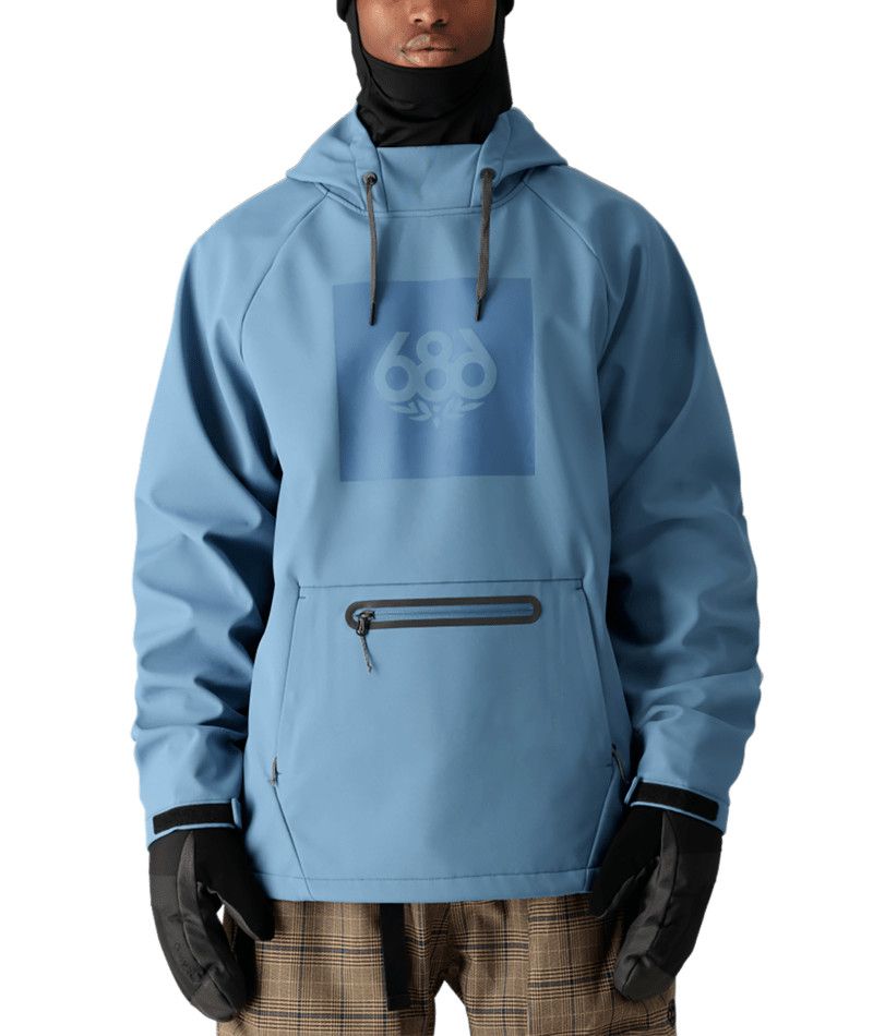 686 MENS WATERPROOF HOODIE 25, Color: STELLAR BLUE, Size: SMALL