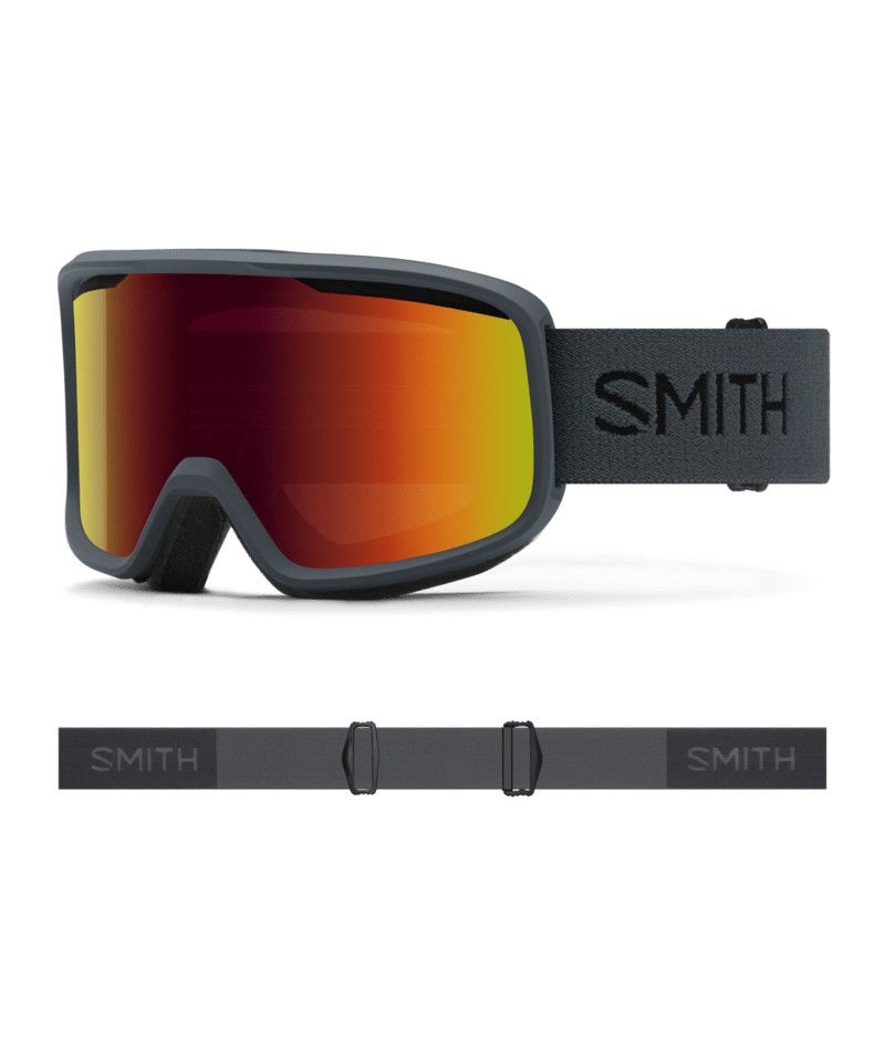 SMITH UNISEX FRONTIER GOGGLES, Frame Color: SLATE, Lens Color: RED SOL-X MIRROR