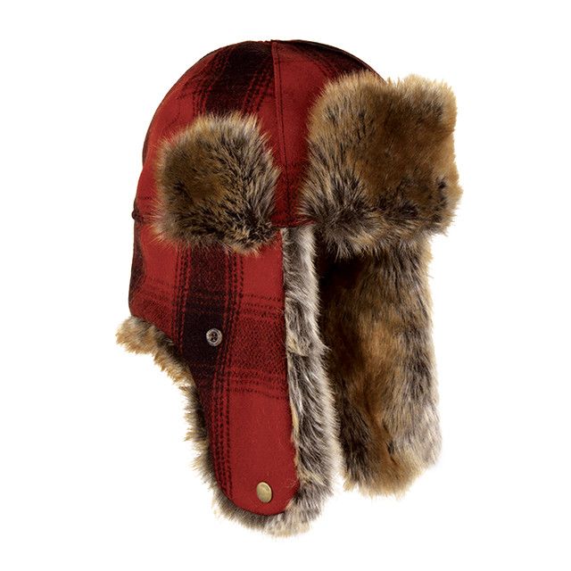 STORMY KROMER UNISEX NORTHWOODS TRAPPER WINTER HAT 26, Color: RED/BLACK PLAID, Size: MEDIUM