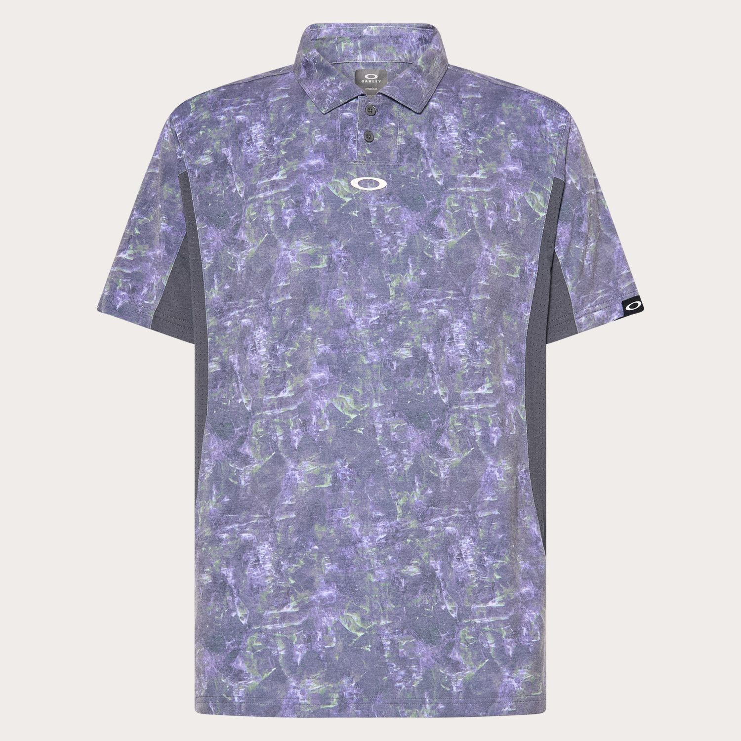 OAKLEY MENS C1 AIRVENT ROCK PRINT POLO 24, Color: ROCKS PRINT BLACK, Size: MEDIUM
