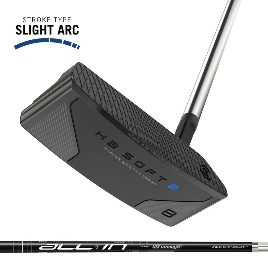 CLEVELAND UNISEX HB SOFT 2 BLACK #8 SLANT NECK PUTTER 25, Hand: RIGHT, Length: 35&quot;, Shaft: GRAPHITE/STEEL