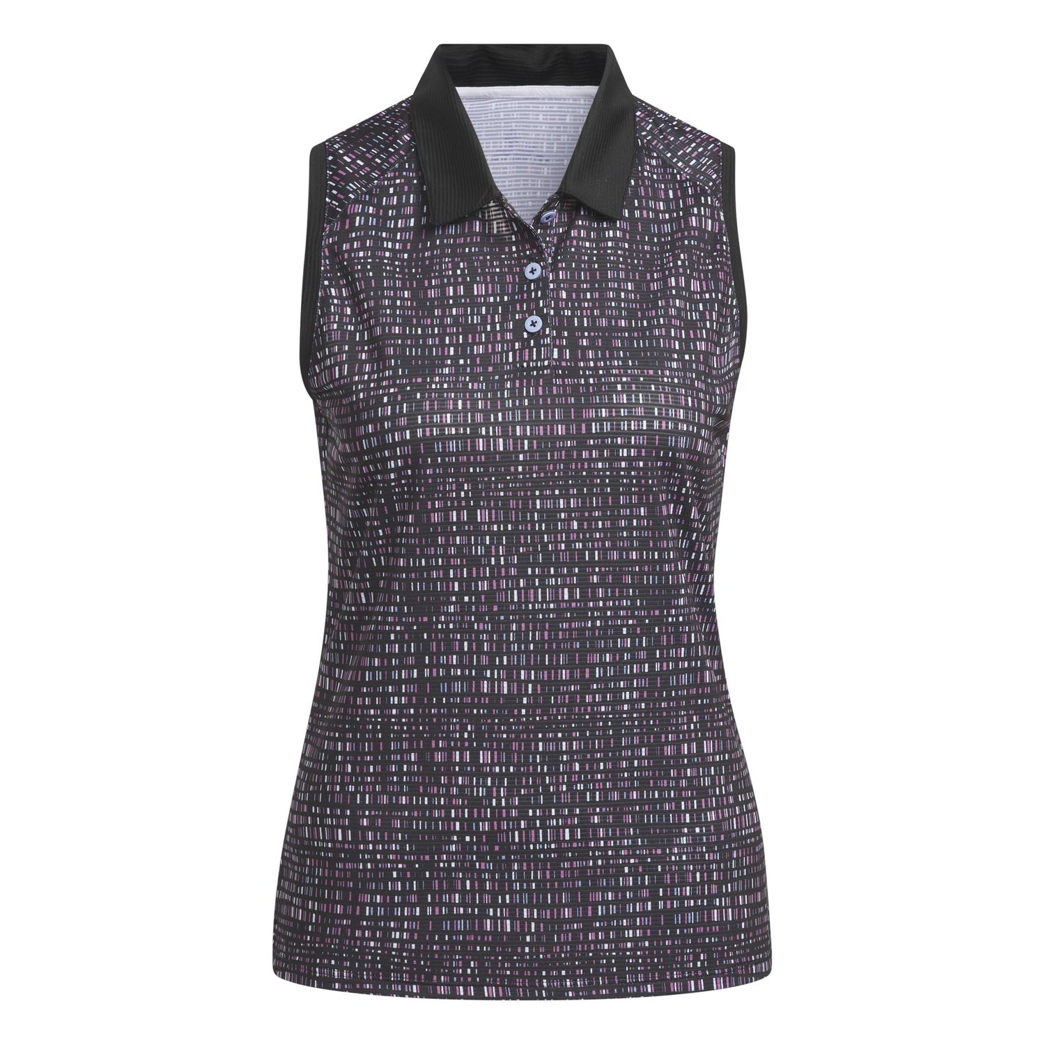 ADIDAS WOMENS ULTIMATE365 PRINTED SLEEVELESS POLO 24, Color: BLACK, Size: XS