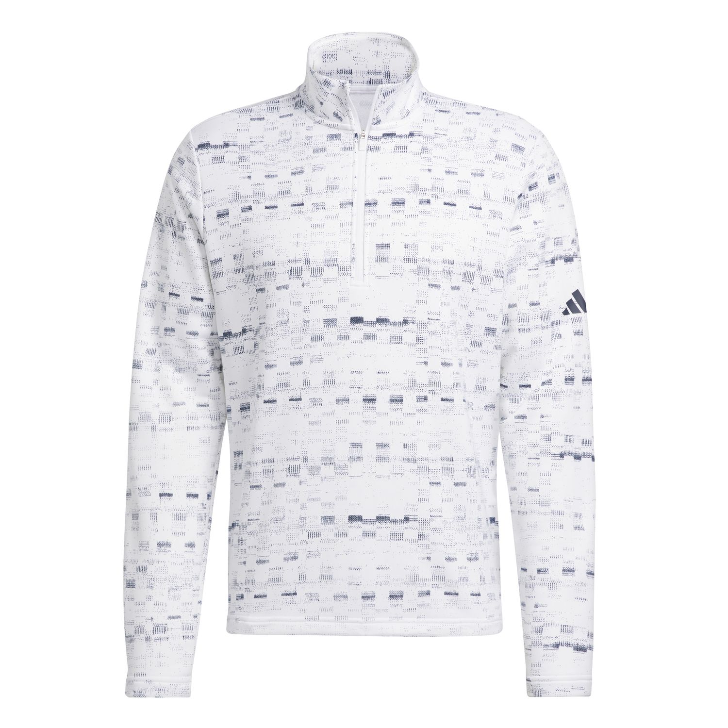 ADIDAS MENS CORE PRINTED 1/4 ZIP SWEATER 24, Color: WHITE/COLLEGIATE NAVY, Size: SMALL
