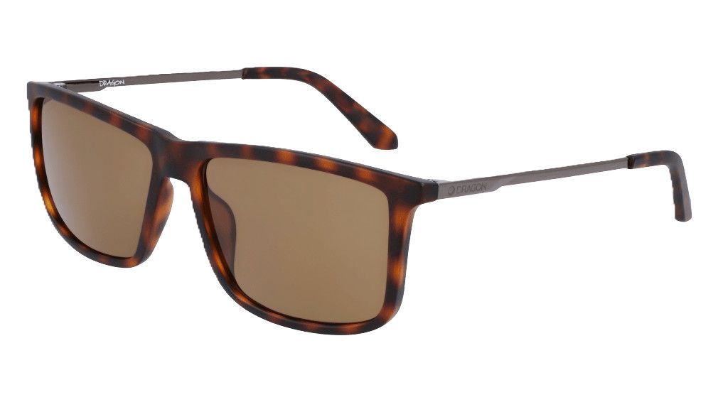 DRAGON UNISEX DAMIEN SUNGLASSES 25, Frame Color: MATTE TORTOISE, Lens Color: LUMALENS BROWN