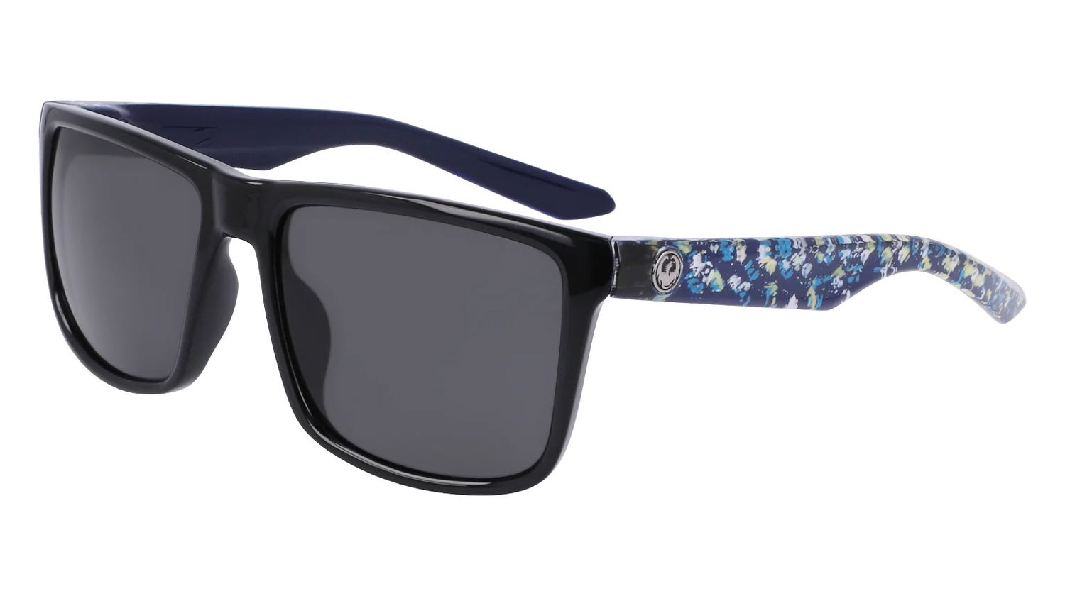 DRAGON UNISEX MERIDIEN SUNGLASSES 24, Frame Color: BLACK/BLUE GREEN IGUCHI, Lens Color: LUMALENS SMOKE