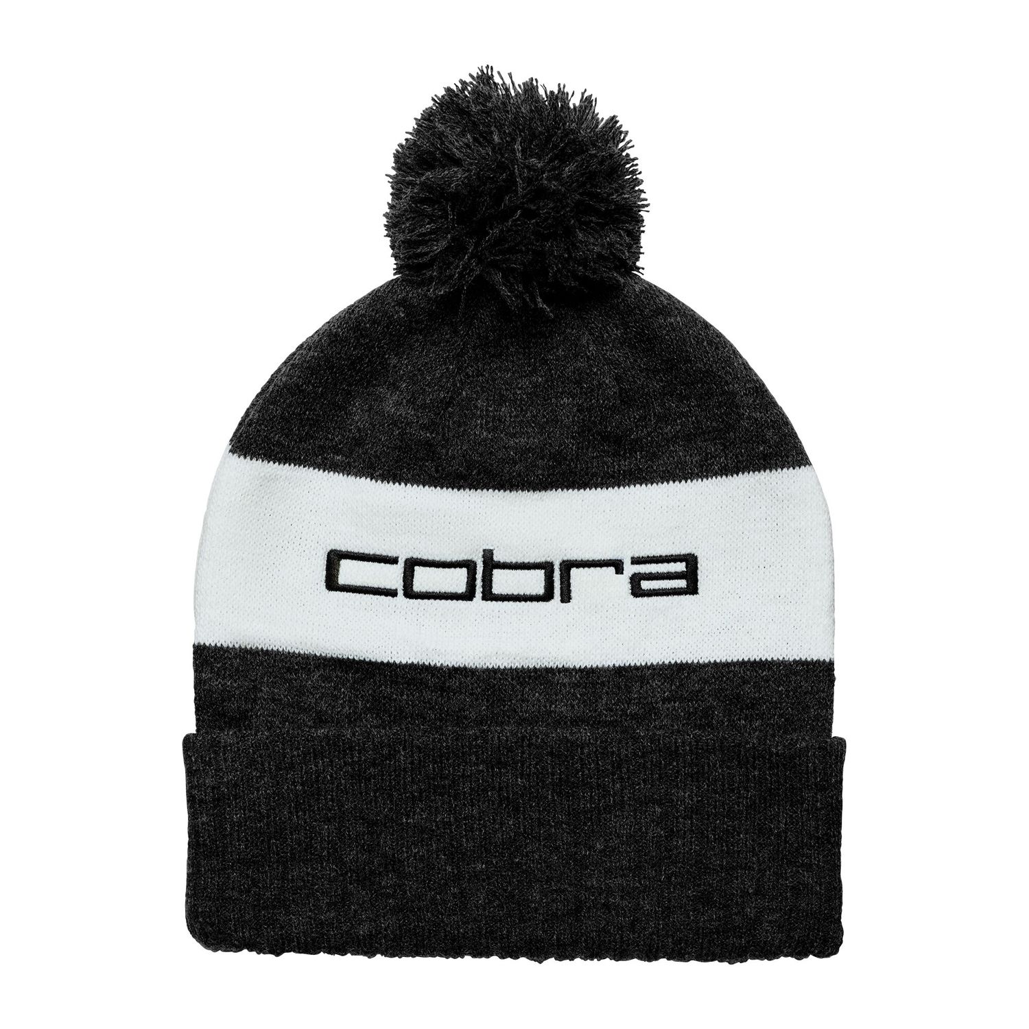 MAIN IMAGE OF COBRA MENS POM BEANIE HAT IN PUMA BLACK/WHITE GLOW O/S WITH STETCHABLE