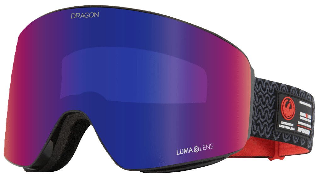 DRAGON UNISEX PXV INFRARED WITH BONUS LENS GOGGLES 24, Frame Color: OBSIDIAN, Lens Color: LUMALENS SOLACE IRIDIUM/LUMALENS VIOLET