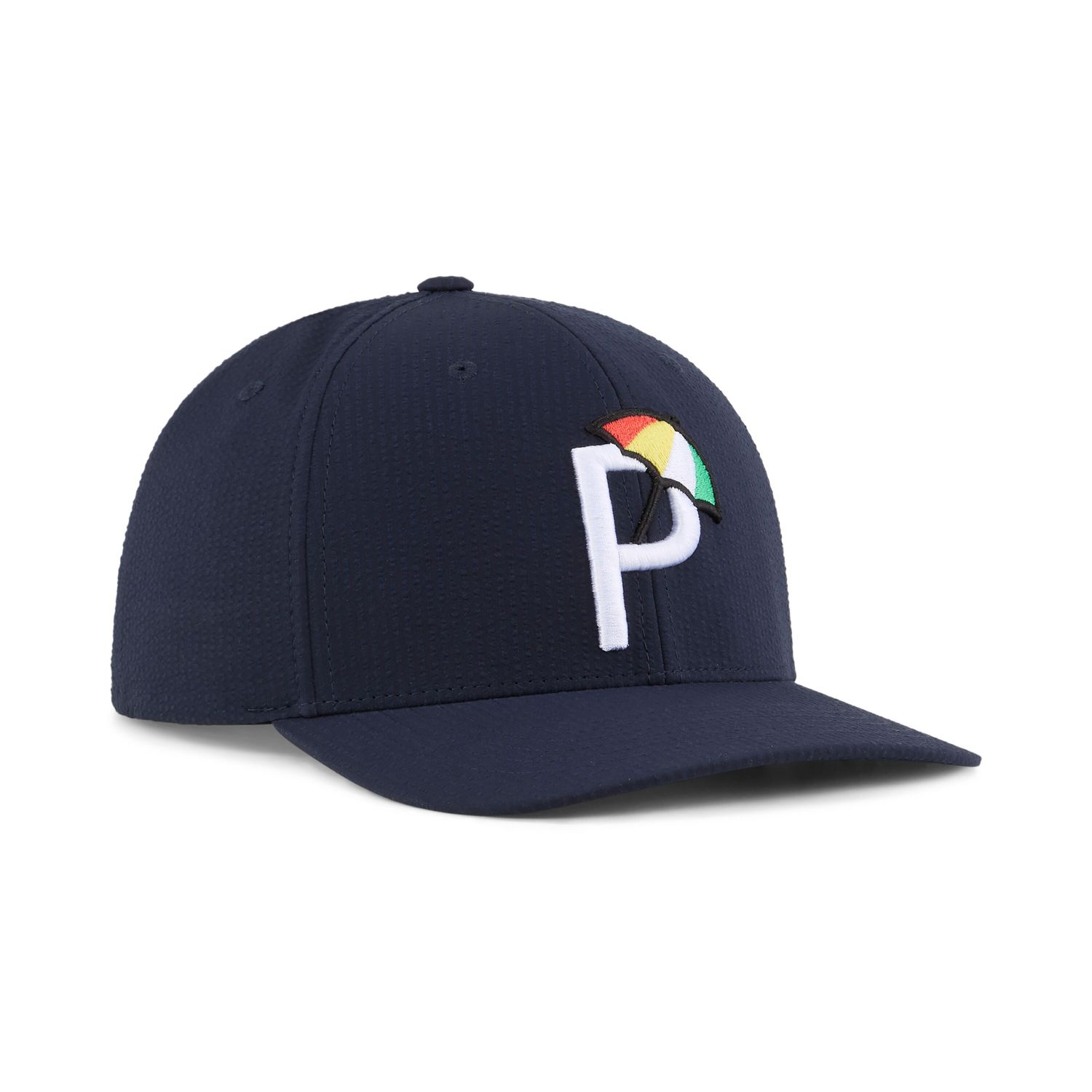 MAIN IMAGE OF PUMA MENS ARNOLD PALMER SEERSUCKER 6 PANEL HAT IN DEEP NAVY ADJUSTABLE