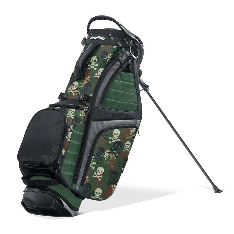 MAIN IMAGE OF BAG BOY UNISEX HB-14 HYBRID 14-WAY STAND BAG IN GREEN/SKULLS WITH 7 ZIPPERED POCKETS