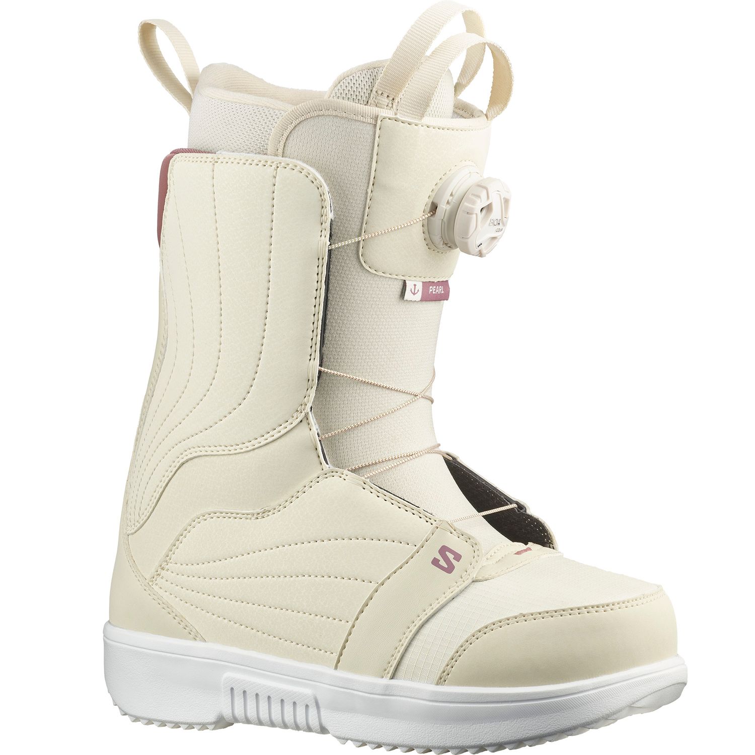 SALOMON WOMENS PEARL BOA SNOWBOARD BOOTS 25, Color: ALMOND MILK/VANILLA ICE/GRAPE SHAKE, Size: 9.5