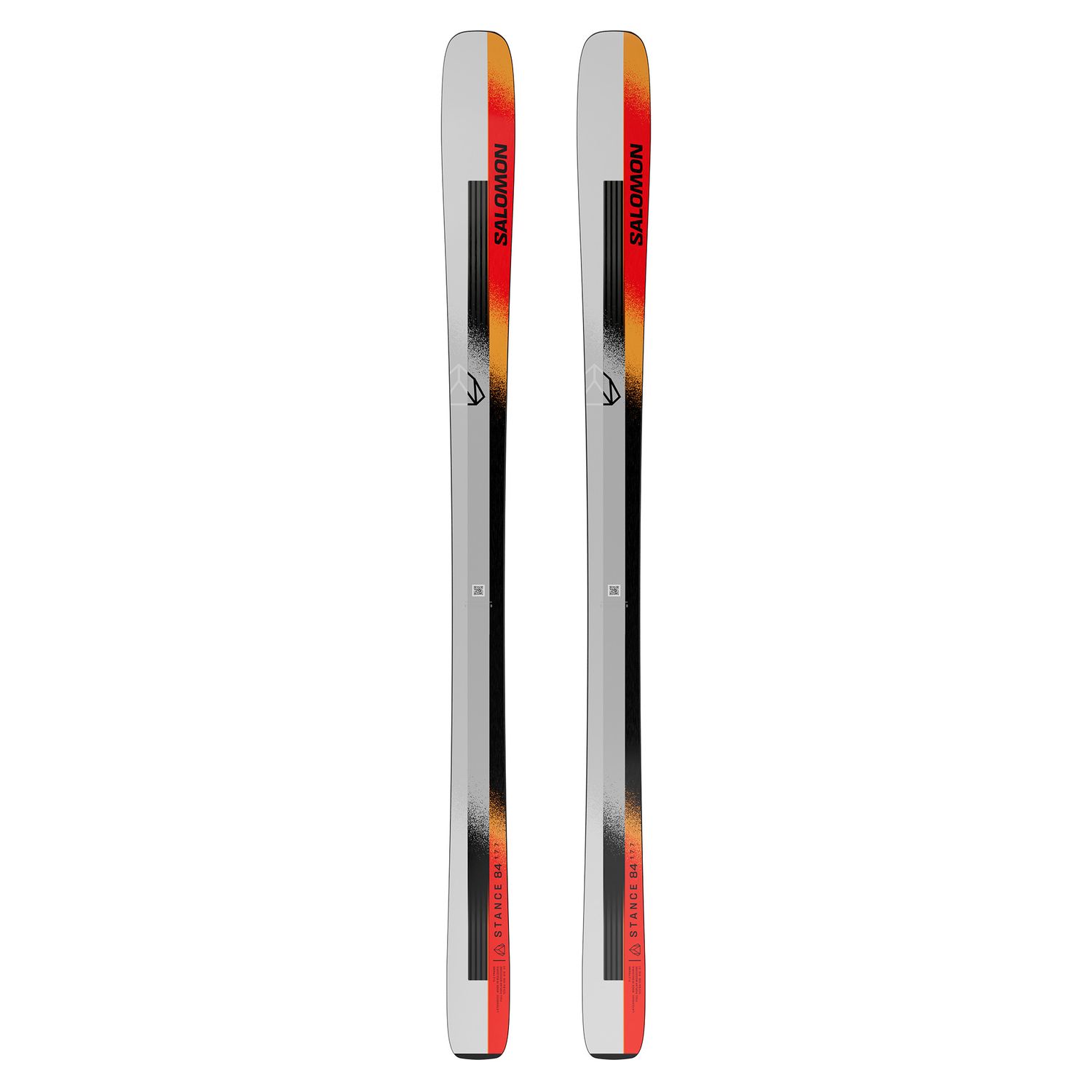 SALOMON UNISEX N STANCE 84 DOWNHILL SKIS 25, Color: SILVER METALLIC/NEON PEACH/FIERY CORAL, Size: 177