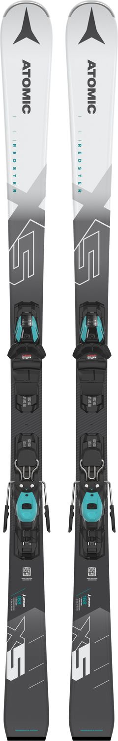 ATOMIC UNISEX REDSTER X5 + M 10 GW DOWNHILL SKIS 25, Color: GREY/WHITE/TEAL, Size: 161