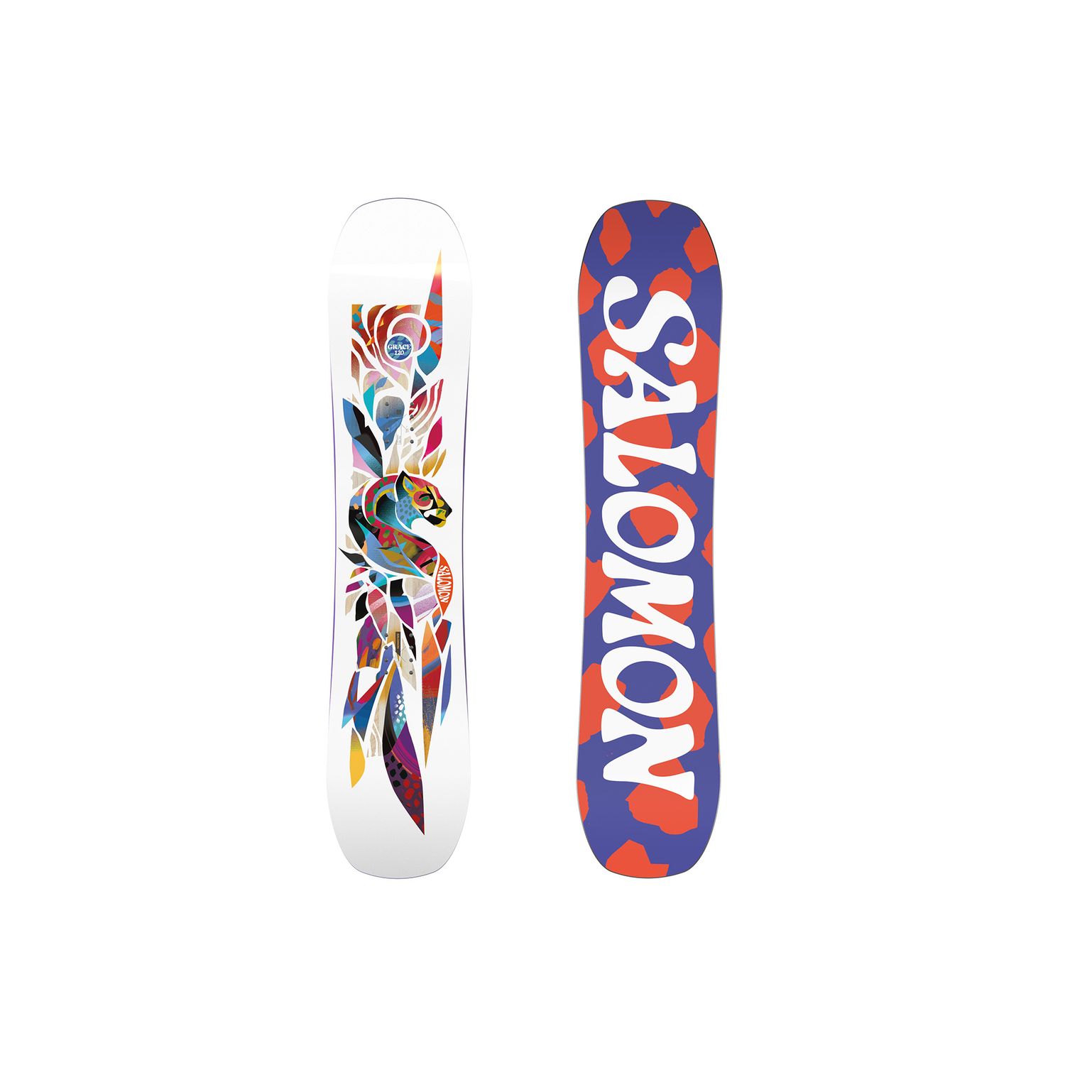 SALOMON YOUTH GRACE SNOWBOARD 25, Color: WHITE/PURPLE/ORANGE, Size: 130