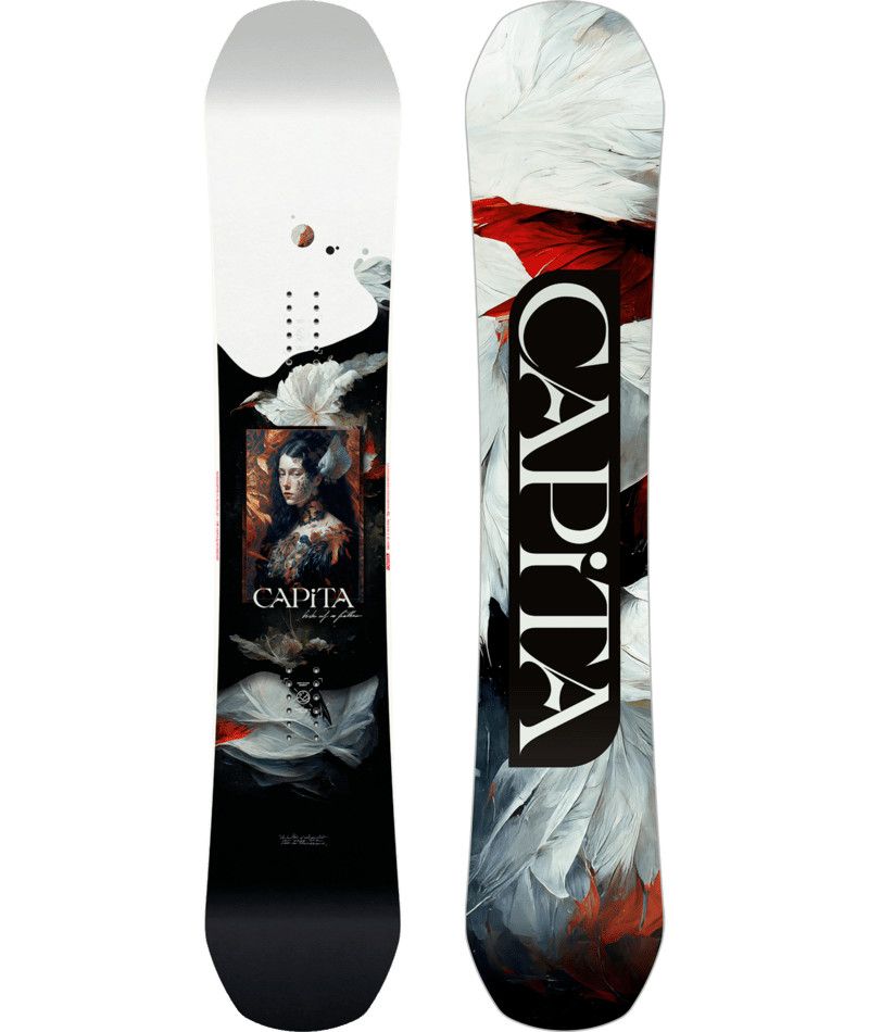 CAPITA WOMENS BIRDS OF A FEATHER SNOWBOARD 25, Color: BLACK/WHITE/RED, Size: 152