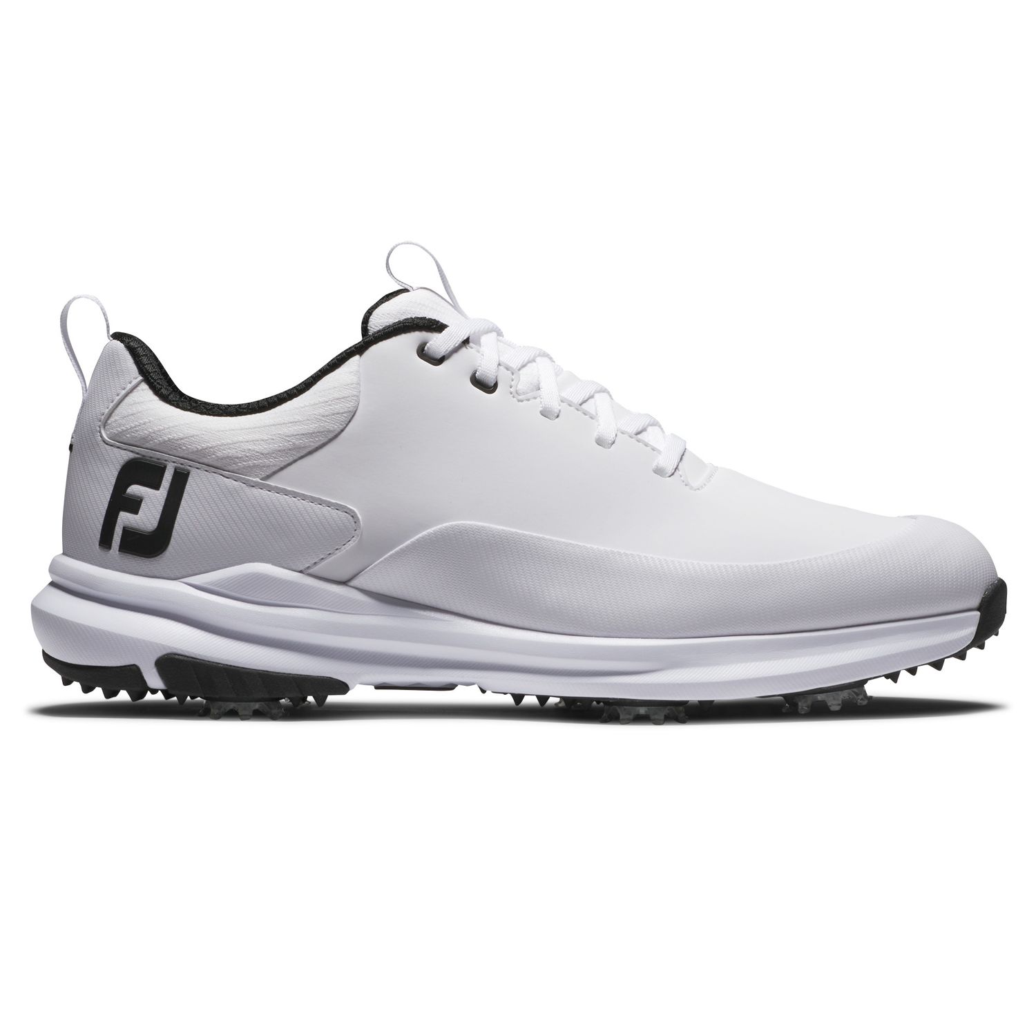 MAIN IMAGE OF FOOTJOY MENS TOUR RIVAL SPIKED GOLF SHOES IN WHITE/BLACK 10 WITH WATERPROOFING