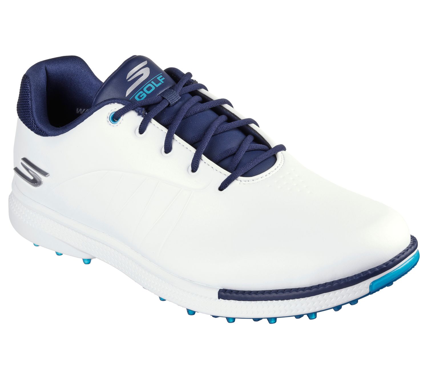 MAIN IMAGE OF SKECHERS MENS TEMPO GF GOLF SHOES IN WHITE/NAVY/BLUE 9.5 EXTRA WIDE