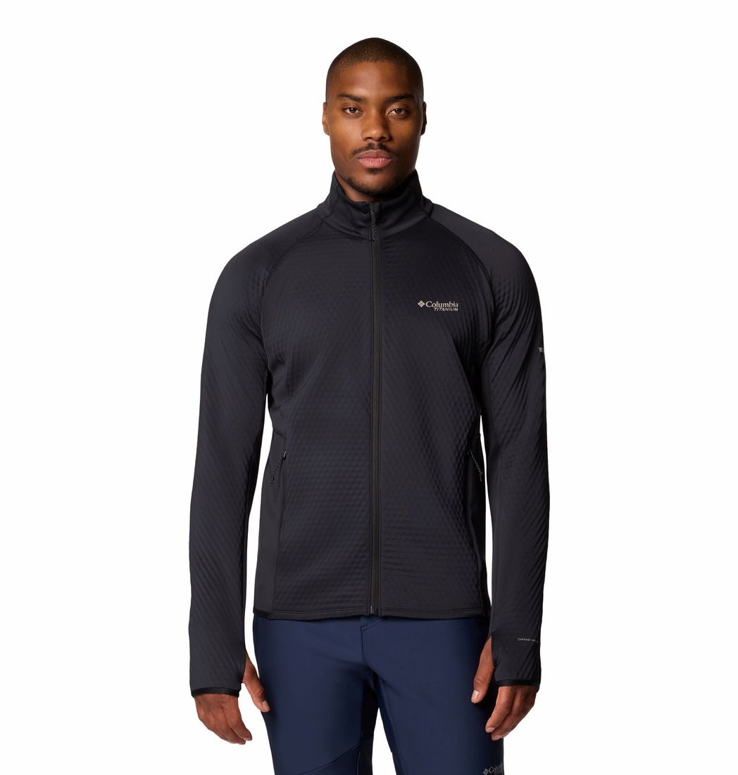 MAIN IMAGE OF COLUMBIA MENS CRYSTAL LEAF™ OMNI-HEAT™ HELIX FULL ZIP SWEATER IN BLACK SMALL