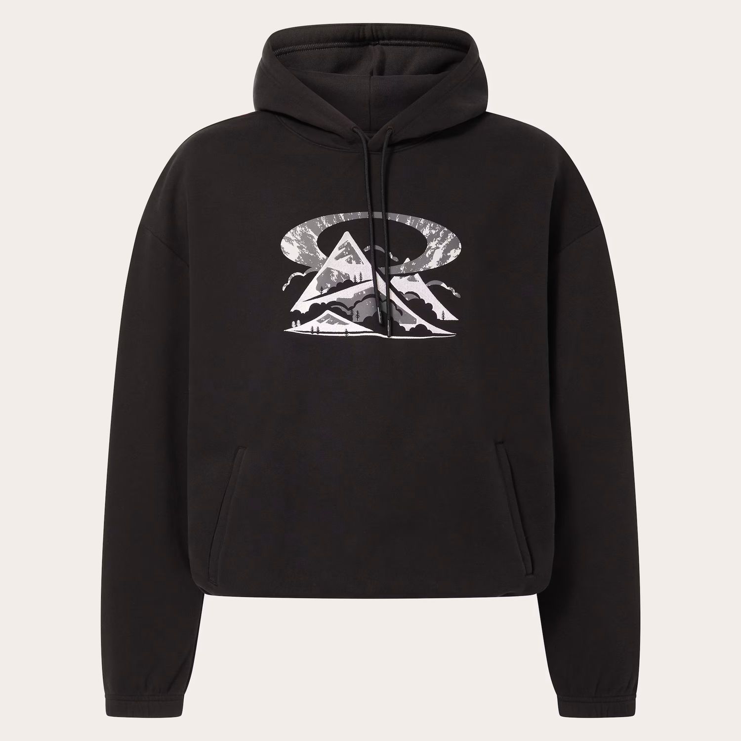 MAIN IMAGE OF OAKLEY MENS SUMMIT PEAK HOODIE IN BLACKOUT SMALL WITH DRAWCORD HOOD