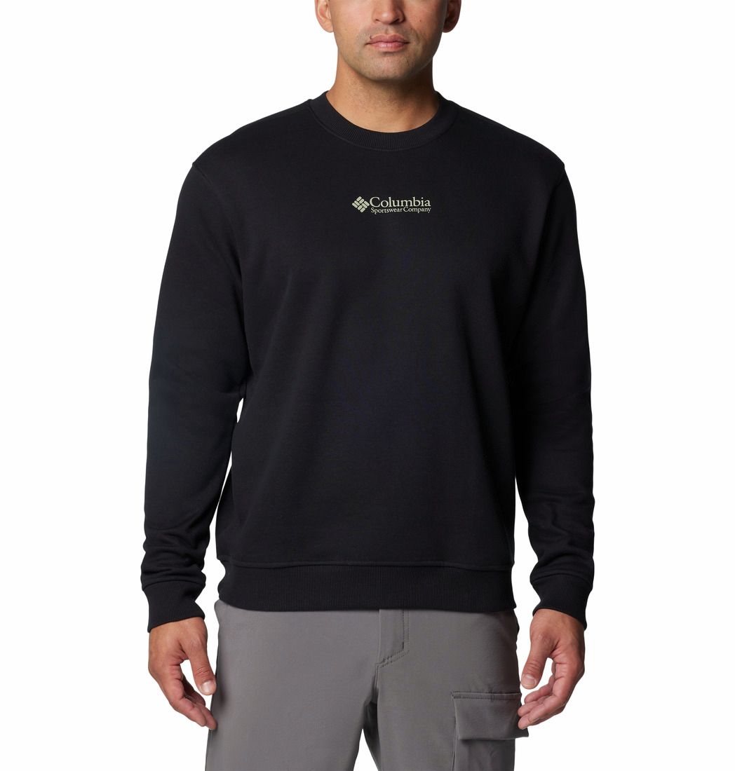 MAIN IMAGE OF COLUMBIA MENS MERIDIAN CREEK™ CREW SWEATER IN BLACK/CSC CENTER CHEST SMALL