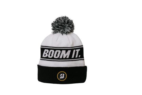 MAIN IMAGE OF BRIDGESTONE MENS BOOM IT KNIT POM BEANIE HAT IN BLACK O/S WITH FLEECE LINING