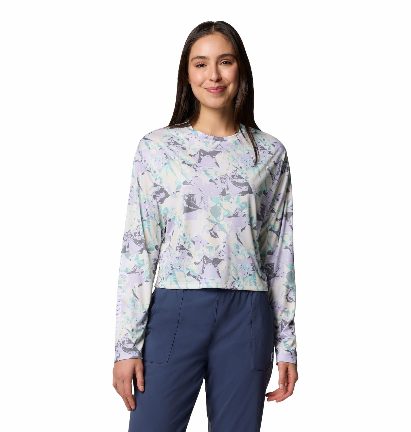 MAIN IMAGE OF COLUMBIA WOMENS SUPER TIDAL LIGHT™ LONG SLEEVE SHIRT IN LEMON WASH FLORACAMO XS