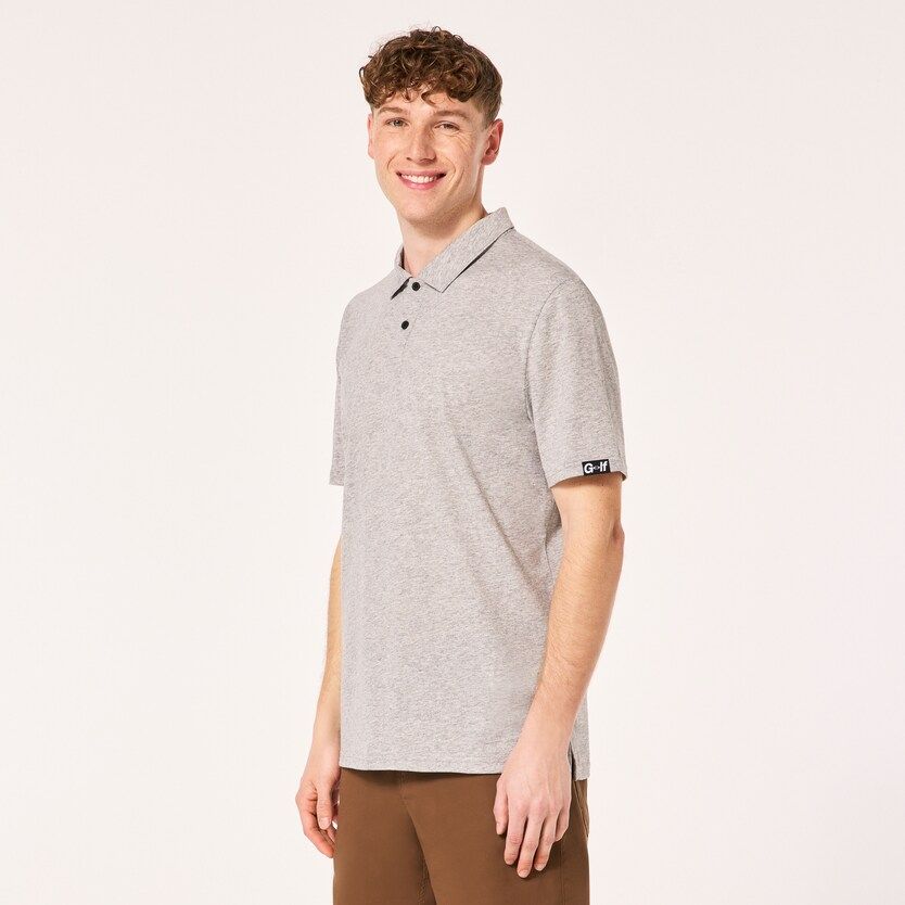 MAIN IMAGE OF OAKLEY MENS TRANSITION POLO IN NEW GRANITE HEATHER MEDIUM WITH BREATHABILITY