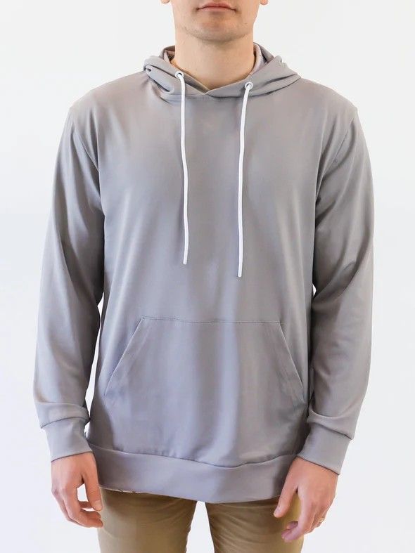 MAIN IMAGE OF YATTA MENS GREY SOLID HOODIE IN GREY MEDIUM WITH 4-WAY STRETCH AND MOISTURE WICKING