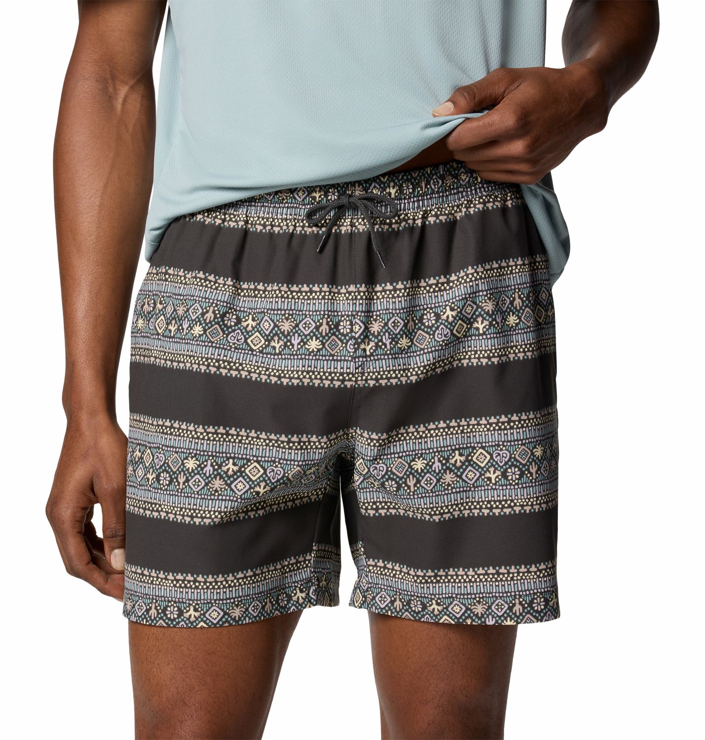 MAIN IMAGE OF COLUMBIA MENS PFG RAMBLER™ PRINTED WATER SHORT IN SHARK TRAVELER 6&quot; SMALL WITH UPF 50