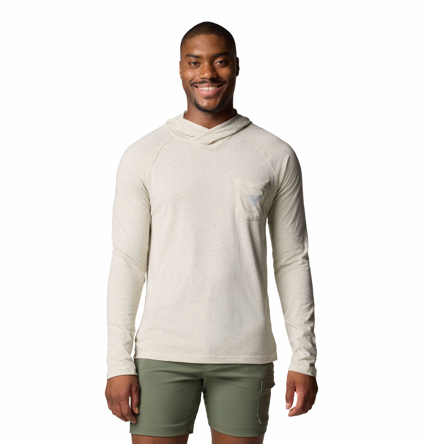 MAIN IMAGE OF COLUMBIA MENS PFG UNCHARTED™ NEPS HOODIE IN STONE MEDIUM WITH UPF 40