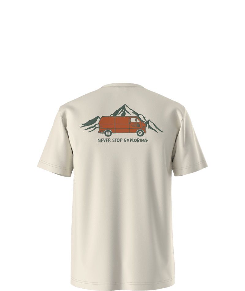 MAIN IMAGE OF THE NORTH FACE MENS OUTDOOR GRAPHIC SHORT SLEEVE SHIRT IN WHITE DUNE SMALL