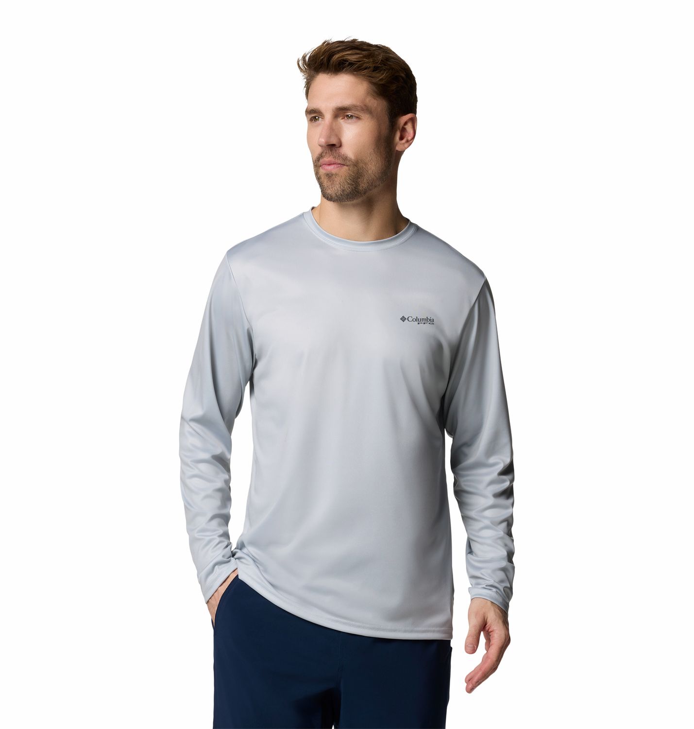 MAIN IMAGE OF COLUMBIA MENS TERMINAL TACKLE PFG FISH FLAG™ SHIRT IN GREY/BLACK BASS LURES SMALL