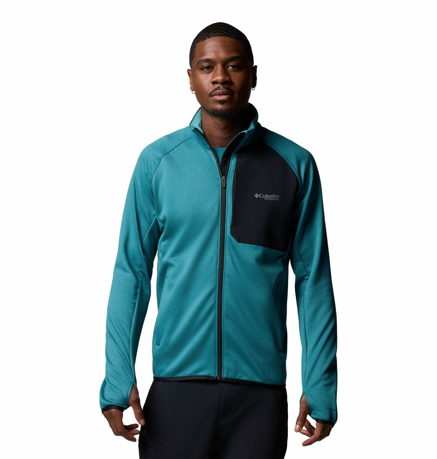 MAIN IMAGE OF COLUMBIA MENS TRIPLE CANYON™ GRID FLEECE FULL ZIP II SWEATER IN RIVER/BLACK MEDIUM