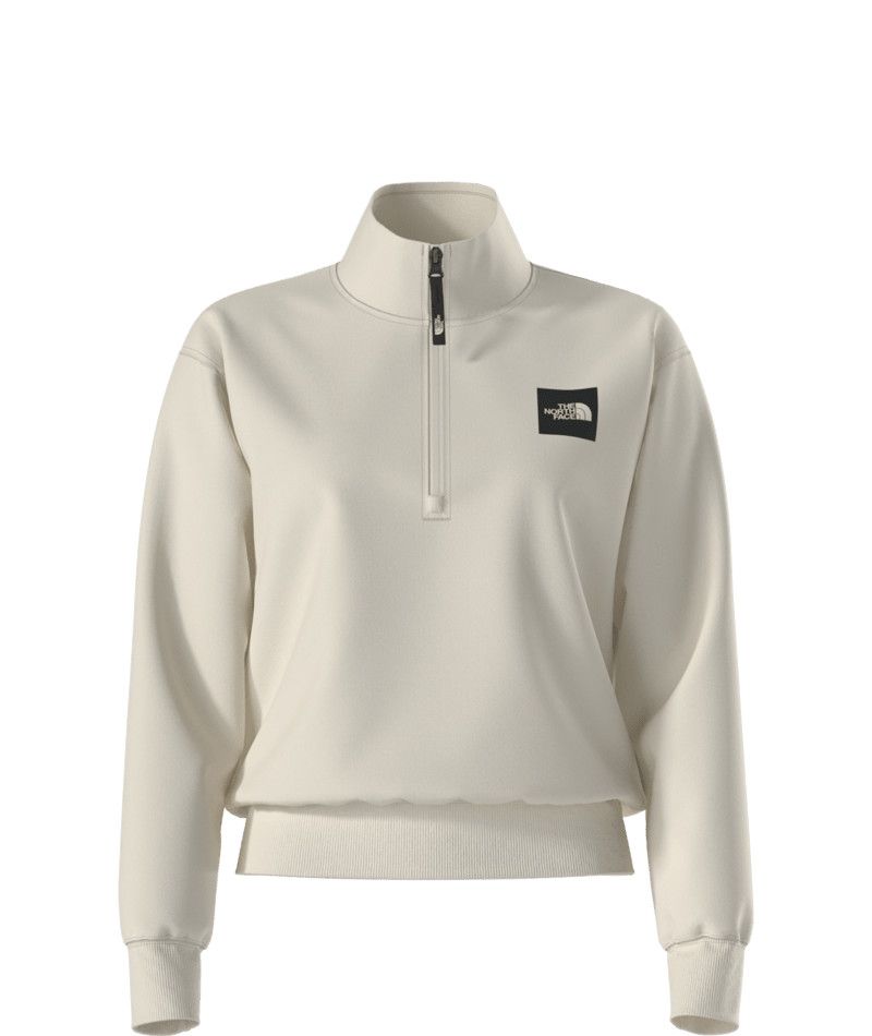 MAIN IMAGE OF THE NORTH FACE WOMENS BOX HALF DOME ¼ ZIP SWEATER IN WHITE DUNE XS WITH SOFT FABRIC