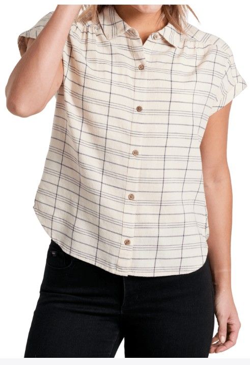 MAIN IMAGE OF KUHL WOMENS WYLDE SHORT SLEEVE SHIRT IN NATURAL SMALL WITH BREATHABILITY