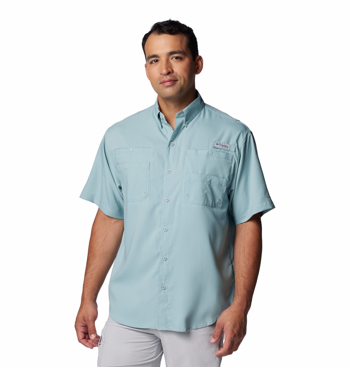 MAIN IMAGE OF COLUMBIA MENS TAMIAMI™ II SHORT SLEEVE SHIRT IN CRUSHED BLUE SMALL WITH UPF 40