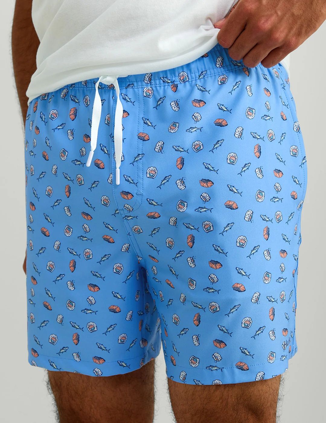 MAIN IMAGE OF HUK MENS PURSUIT PRINTED VOLLEY SWIM TRUNK IN MAROLINA BLUE SMALL WITH WATERPROOF