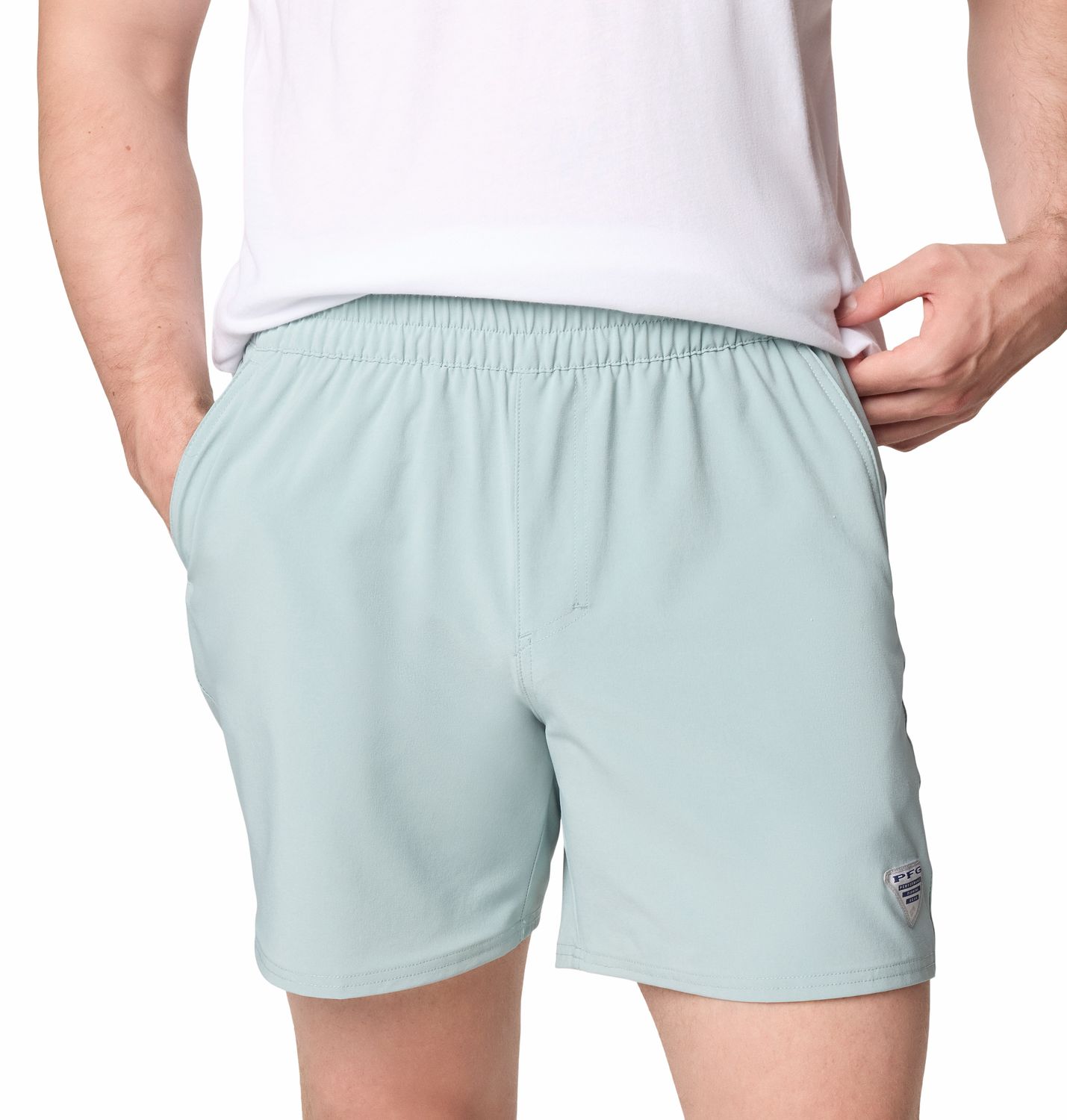 MAIN IMAGE OF COLUMBIA MENS TERMINAL ROAMER™ STRETCH SHORT IN CRUSHED BLUE 6&quot; SMALL WITH UPF 50