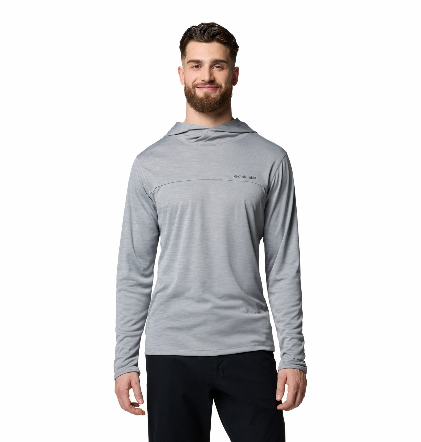 MAIN IMAGE OF COLUMBIA MENS SAGE PEAK™ KNIT HOODIE IN COLUMBIA GREY HEATHER SMALL WITH UPF 50