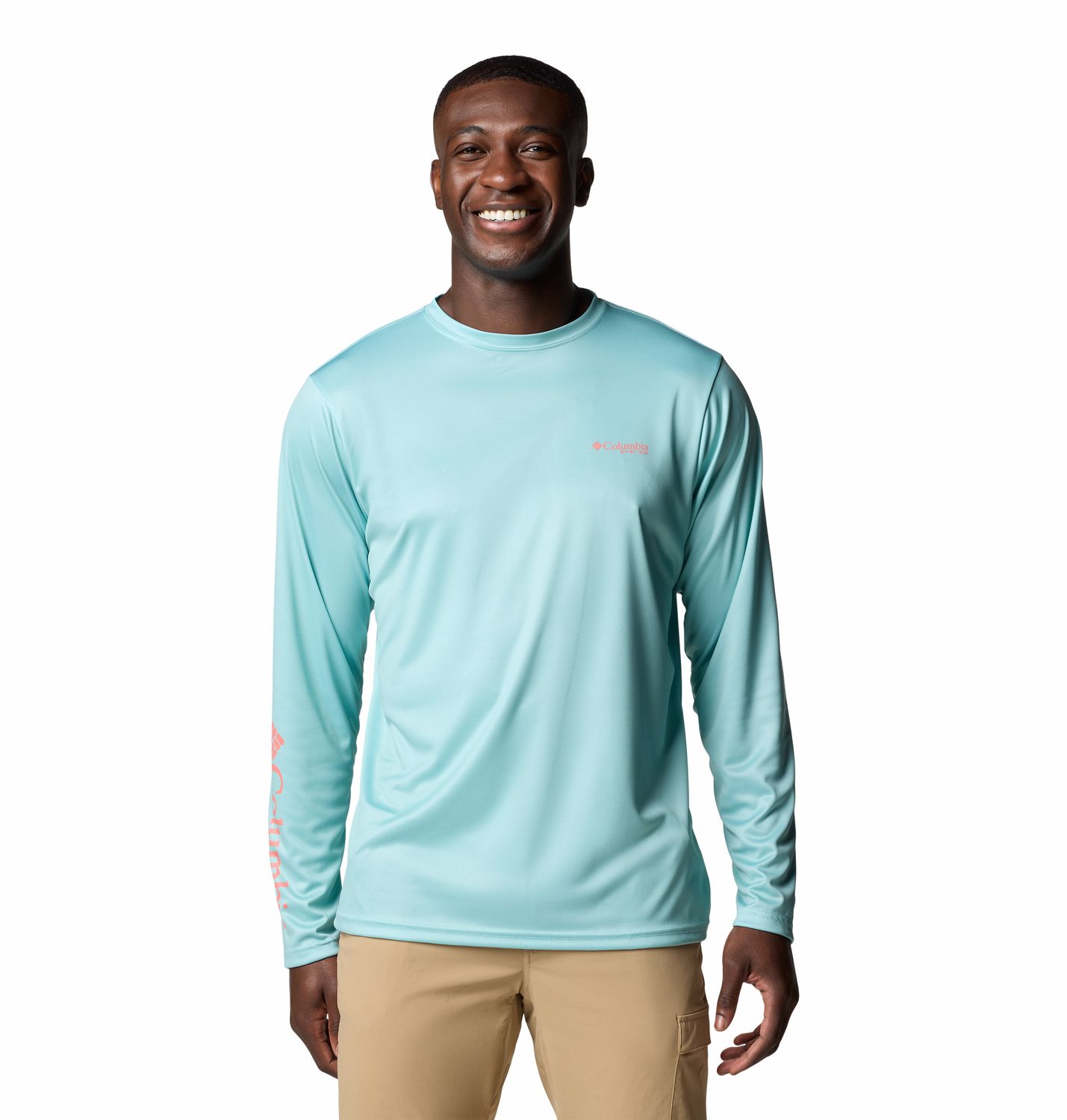 MAIN IMAGE OF COLUMBIA MENS TERMINAL TACKLE PFG™ FISH SHINE SHIRT IN SPRAY/PFG TROUT SHINE SMALL