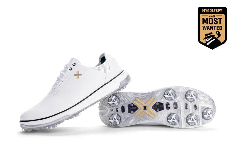 MAIN IMAGE OF PAYNTR MENS EIGHTY SEVEN SC GOLF SHOES IN WHITE/GOLD 9 WITH WATERPROOFING