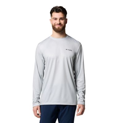 FRONT VIEW OF COLUMBIA MENS TERMINAL TACKLE PFG™ TARPON RISE LONG SLEEVE SHIRT WITH UPF 50