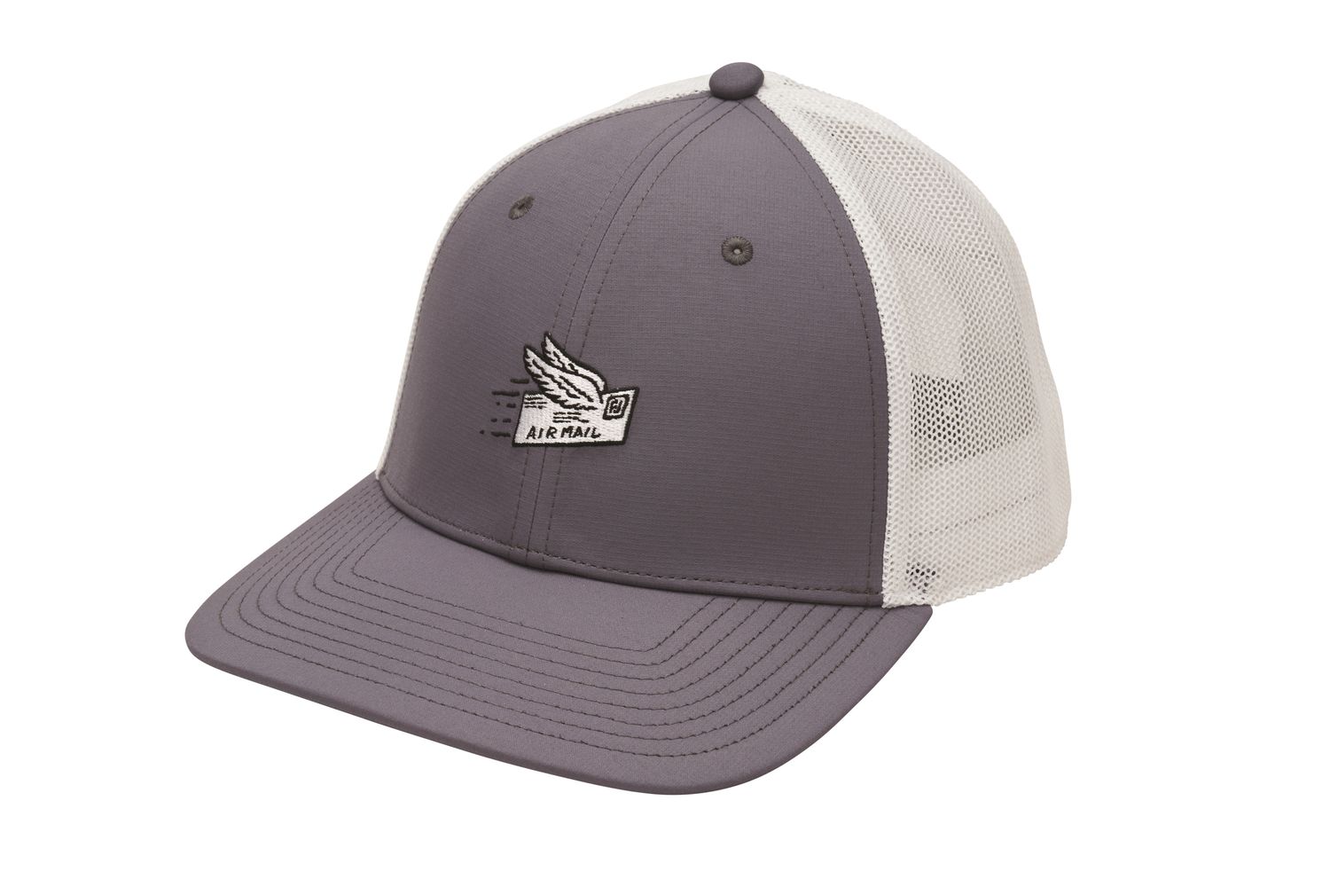 MAIN IMAGE OF FOOTJOY MENS AIR MAIL TRUCKER HAT IN GREY ADJUSTABLE WITH ADJUSTABLE SNAP