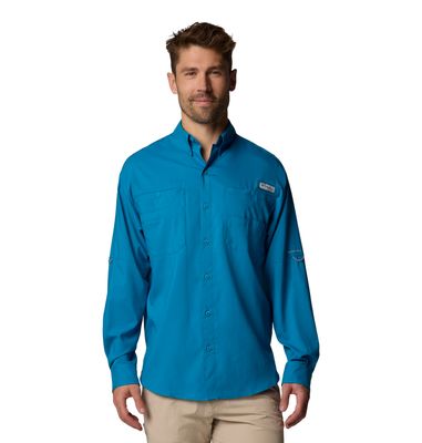 FRONT VIEW OF COLUMBIA MENS TAMIAMI™ II LONG SLEEVE SHIRT WITH UPF 40 AND QUICK-DRYING TREATMENT