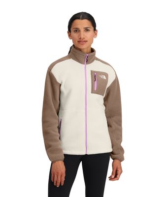 FRONT VIEW OF THE NORTH FACE WOMENS YUMIORI FULL ZIP SWEATER WITH WARM FLEECE AND CHEST POCKET