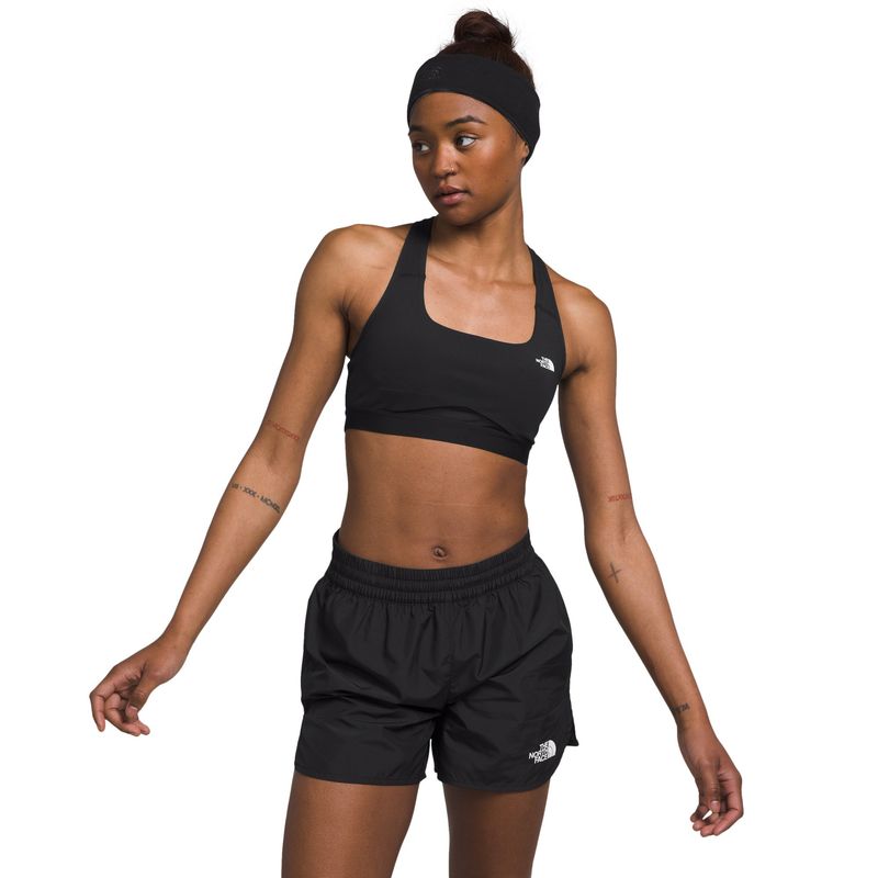 FRONT VIEW OF THE NORTH FACE WOMENS MOVMYNT SPORTS BRA WITH BREATHABILITY AND REMOVABLE PADS